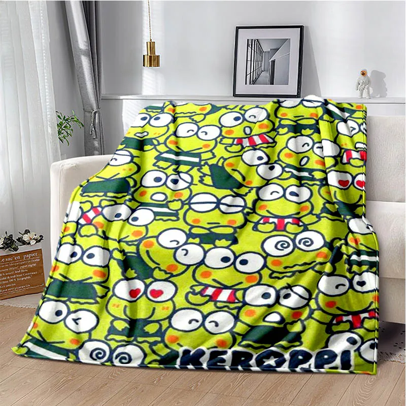 Sanrio Cute KERO KERO KEROPPI print picnic blanket Warm Flannel blankets Soft and comfortable blanket bed linings Birthday Gift