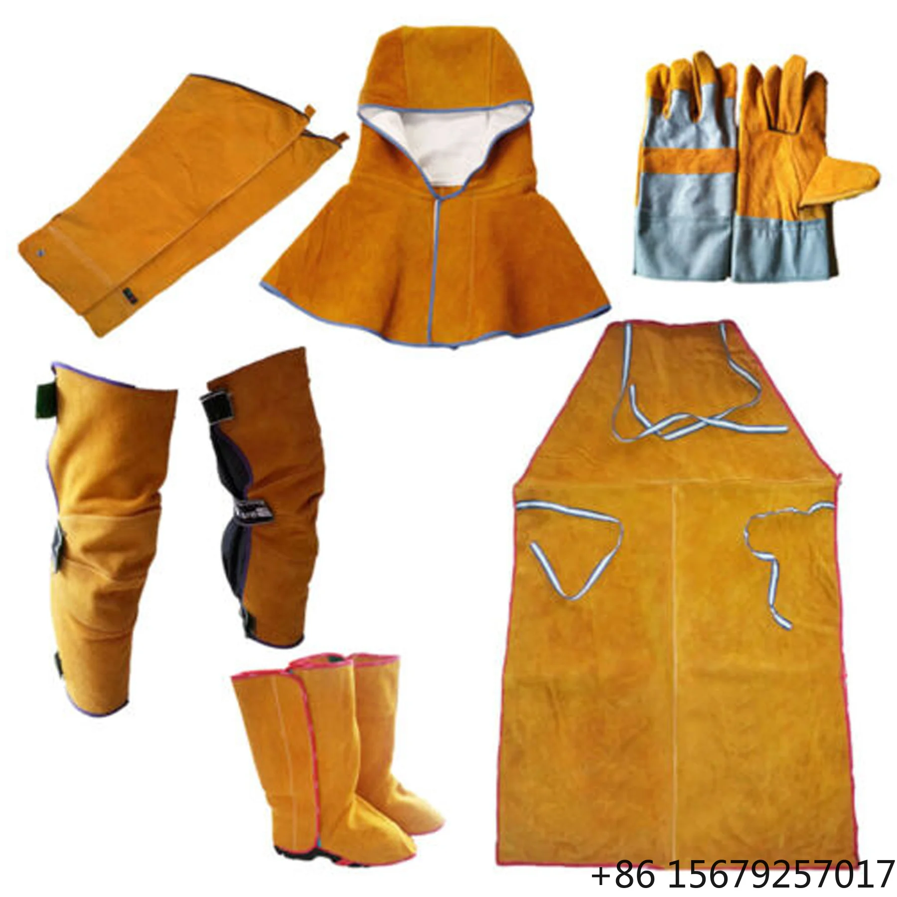 Heat Resistance Welding Gloves, Apron, Cloak, Leggings and Shoe Cover Made of cow split leather