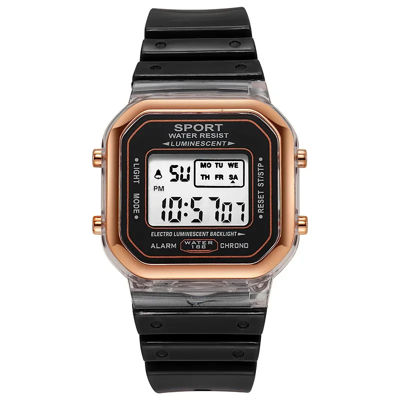 Reloj electrónico transparente para estudiantes de marca a la moda, reloj LED Multicolor caramelo para mujer, reloj deportivo resistente al agua,