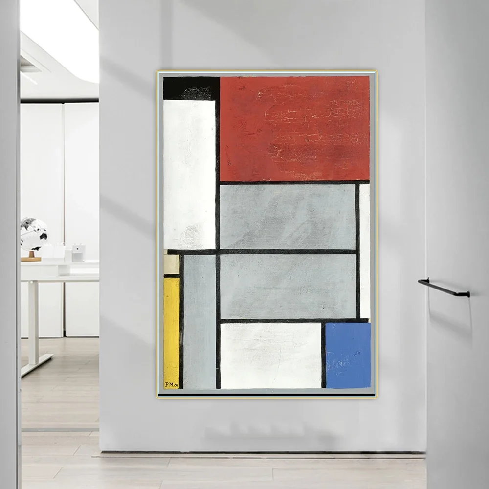 Citon Piet Mondrian《Composition With Black,Red,Grey,Yellow And Blue》Canvas Art Oil Painting Picture Wall Decorations Home Decor