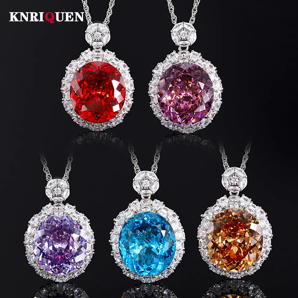 

Vintage 18*19mm Ruby Amethyst Pink Quartz Big Pendant Necklace for Women Gemstone Cocktail Party Fine Jewelry Accessories Gifts