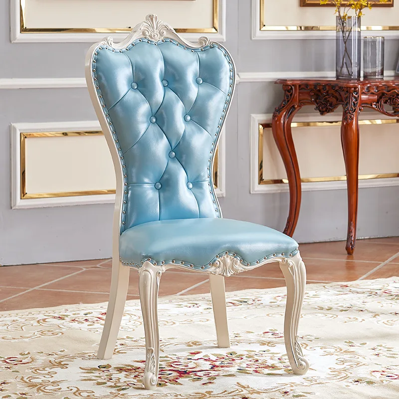 مسند ظهر سميك من الخشب الصلب الأوروبي على الطراز الفرنسي، كرسي فندق، كرسي مكتب حديث بسيط، كرسي طعام كرسي مستقر