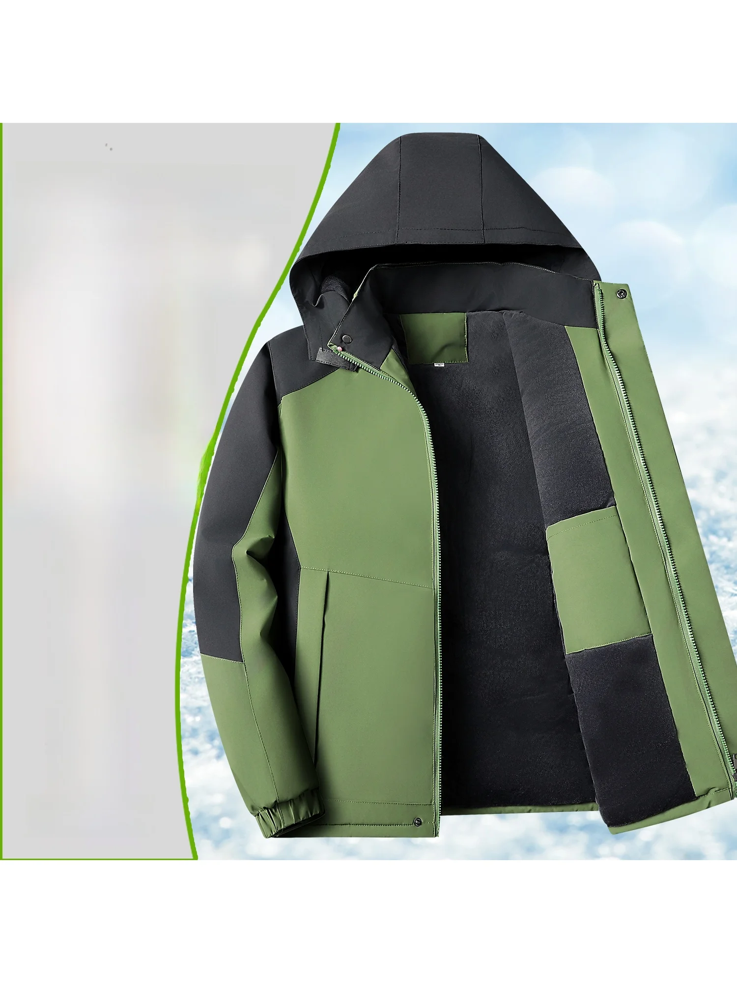 

Men's Thiened Fce Lined Cotton Jaet Workwear Winter Outdoor Warm Coat Large Size Parka Sle Travel Friendly Zipper Cl...