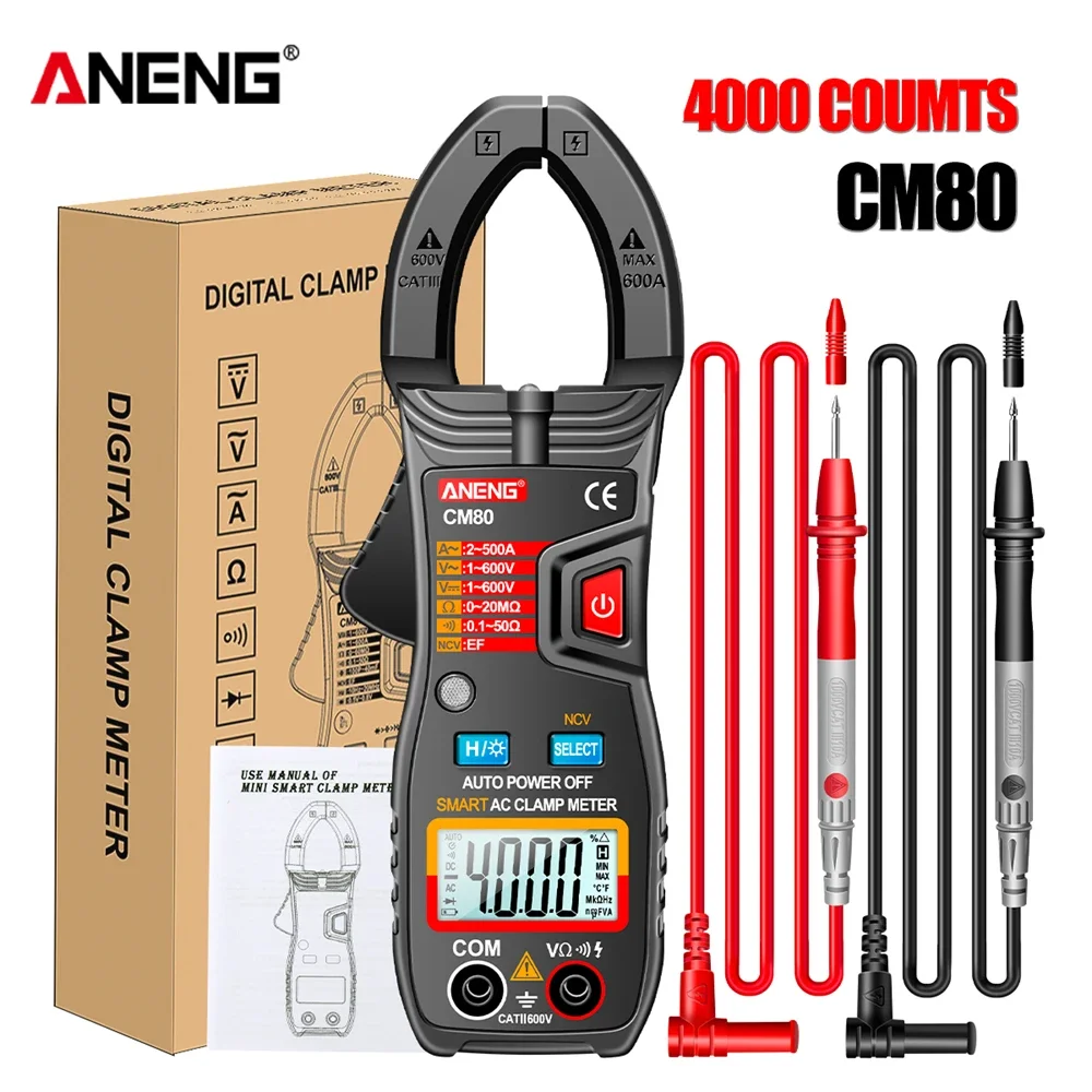 ANENG Klemmeter Multimeters CM81 600A AC-stroom CM80 500A AC-stroom Weerstand AC/DC-spanning Diode NCV Contactloze tester