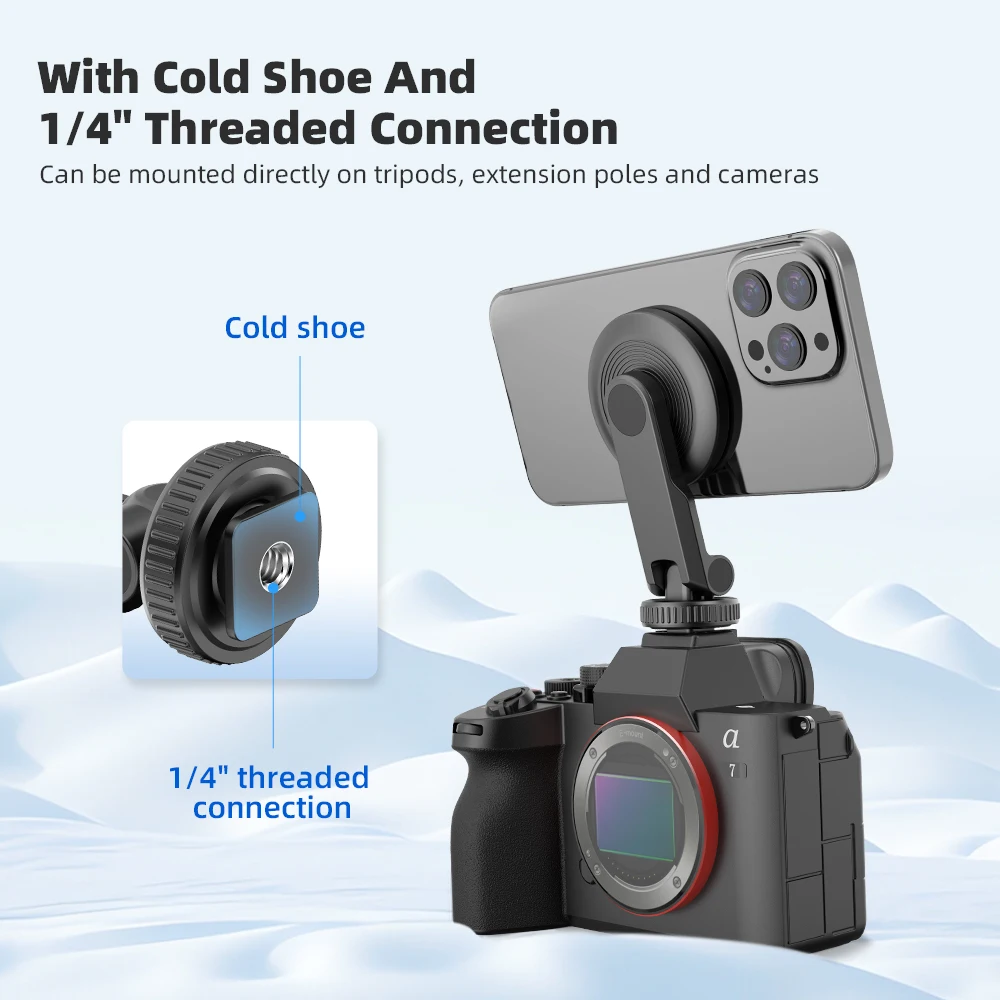 Flymile Magnetic Adapter Expansion Bracket for IPhone/DLSR Camera Cold Shoe 1/4