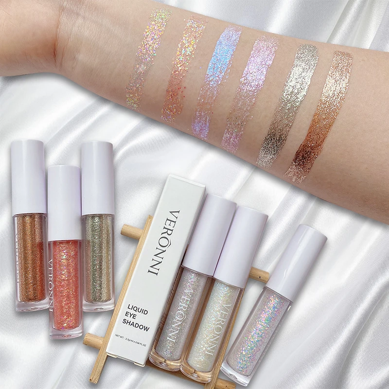 2PCS Waterproof liquid eyeshadow, long-lasting pearlescent, available in 6 colors, water-based liquid stage glitter eyeshadow