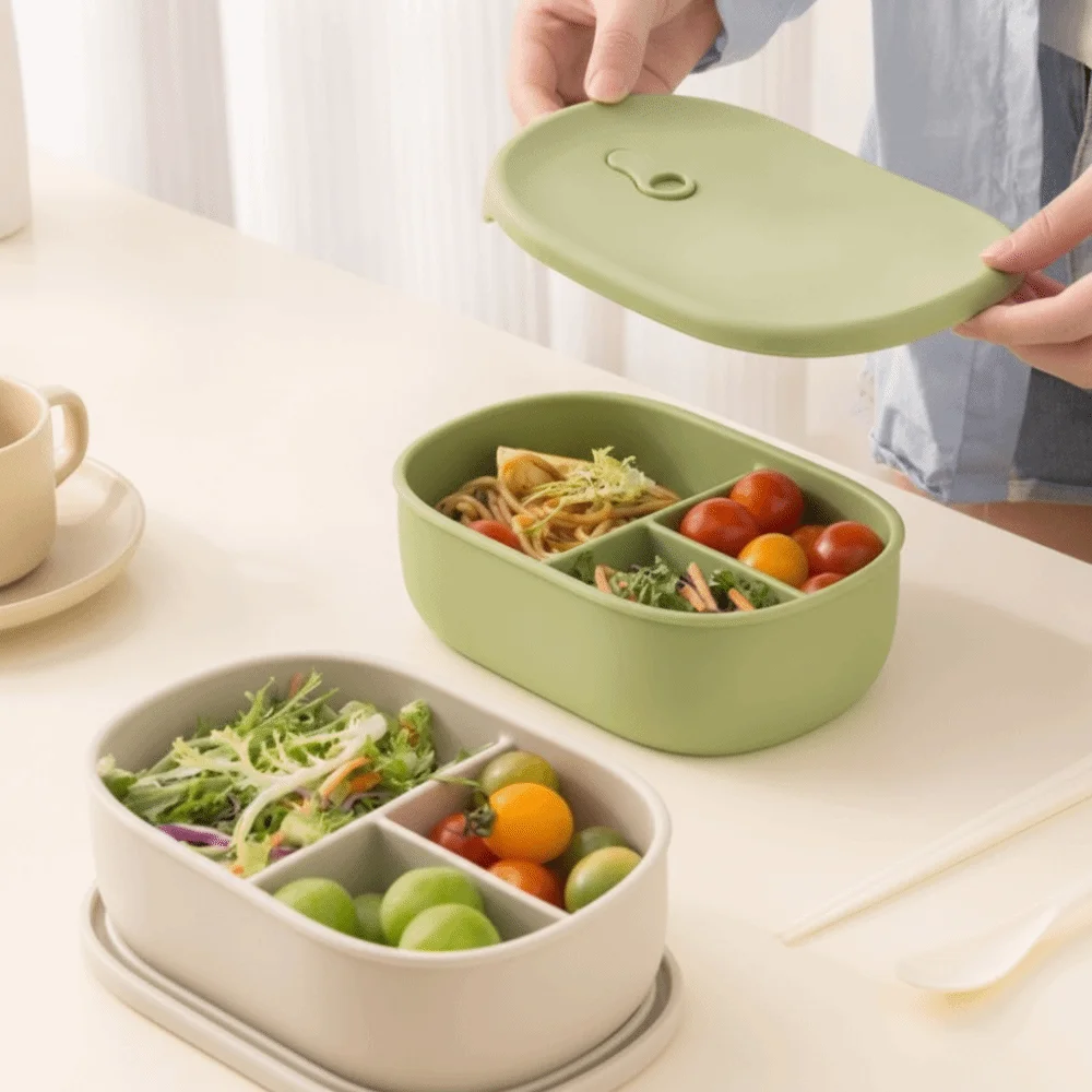 Large-Capacity Silicone Lunch Box Round Shape Fresh Box Food Storage Container Foodgrade Silicone Bento Design Sealable Bowl