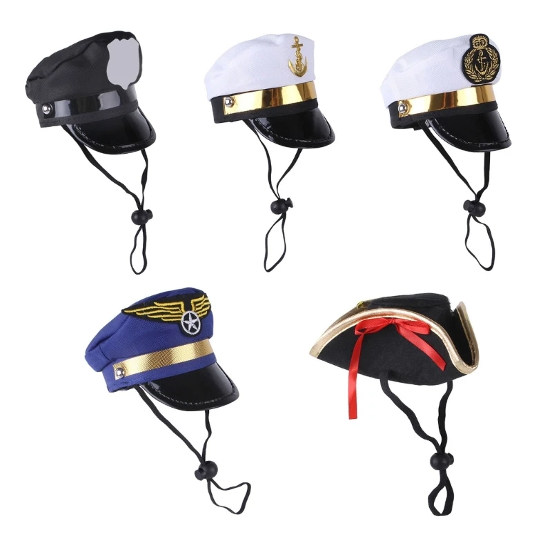 Śliczne pirackie czapka kapitana dla kota świąteczne psy domowe Cosplay nakrycia głowy zimowe kostium Cosplay na Halloween akcesoria