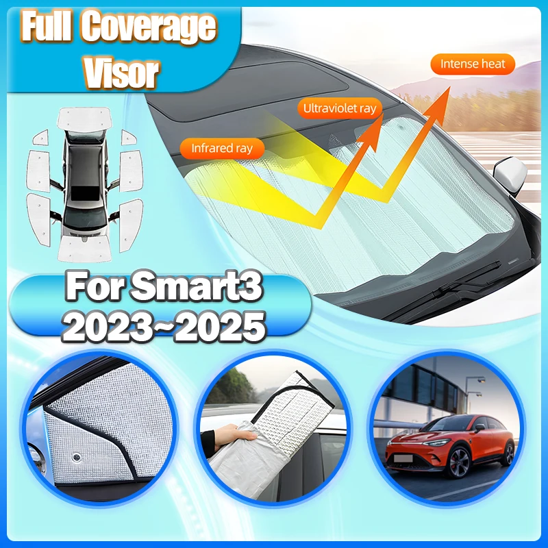

Автомобильные шторы на лобовое стекло для Smart 3 2023 2024 2025, солнцезащитные козырьки, солнцезащитные козырьки, солнцезащитные инструменты, теплоизоляция, автоаксессуары