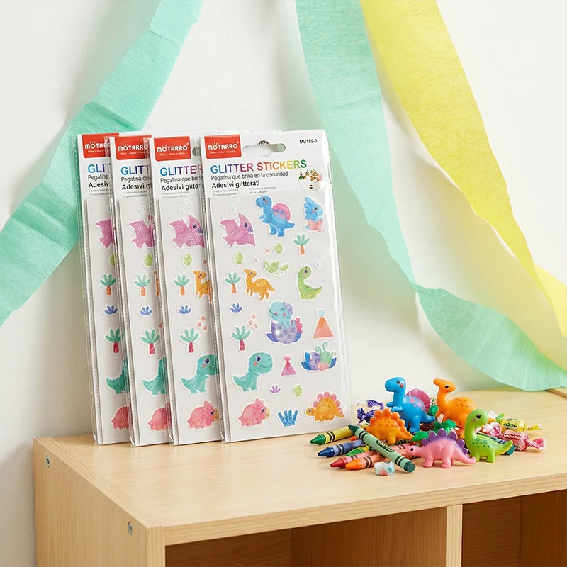 

Блестящие наклейки MOTARRO 80x160 мм, блестящие наклейки на тему динозавров, декор для альбомов для скрапбукинга, канцелярские принадлежности для самостоятельного творчества
