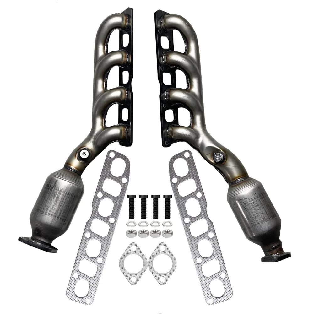 Front Left & Right Exhaust Manifold & Catalytic Converter w/Gasket Set For 2005-2013 Pathfinder Armada QX56 Titan