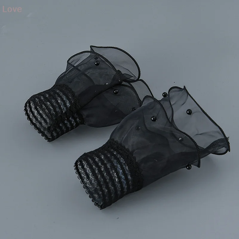 [L&P]1쌍 네일 아트 튤 포토 글러브 가짜 주름 커프 매니큐어 촬영 소품 네일 팁 디스플레이 슬리브 패션 액세서리