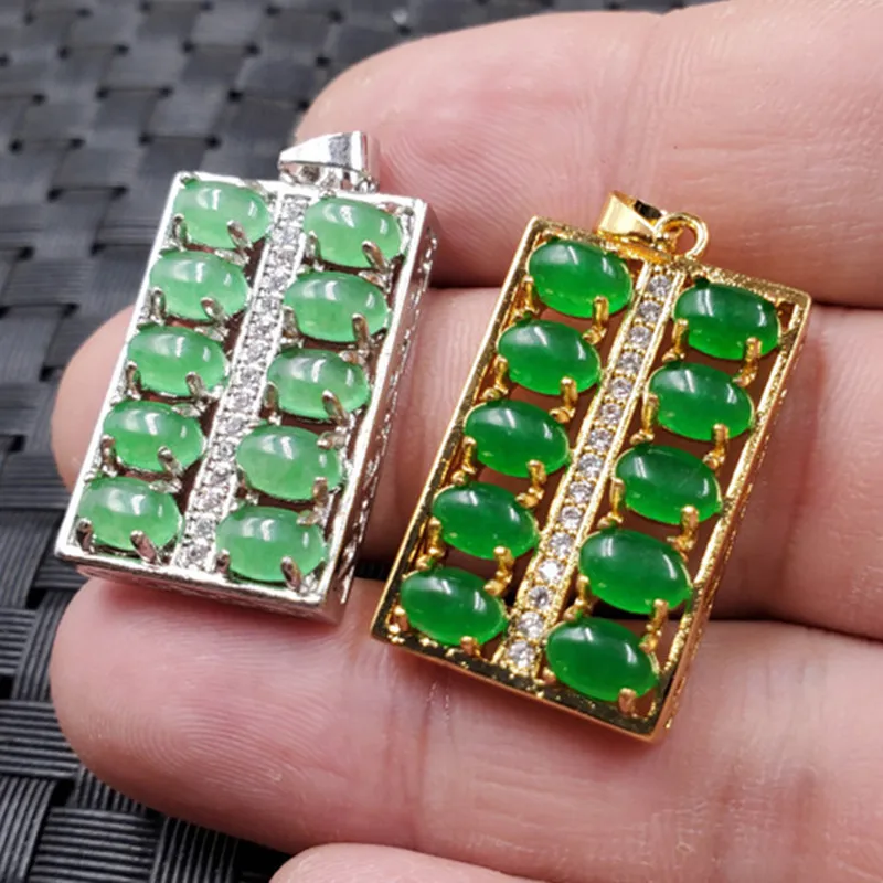 Jade Pendant Taiwan Jasper Abacus Pendant Quartz Rock Jade Abacus Pendant Spinach Green Pendant Pendant Jade Pendant