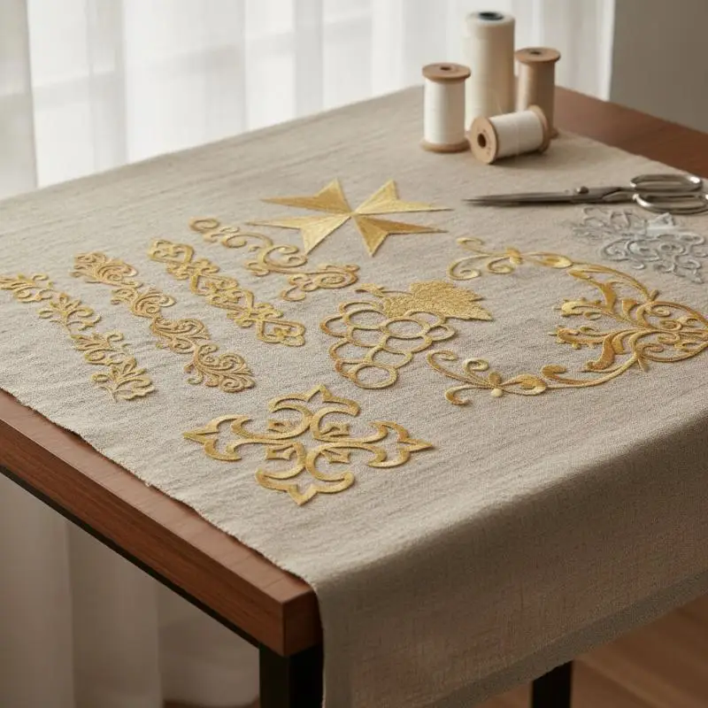Blumenstickerei-Stoffaufnäher in Gold und Silber im Vintage-Stil, DIY-Nähzubehör für die Anpassung von Bühnenkostümen – Detail 7