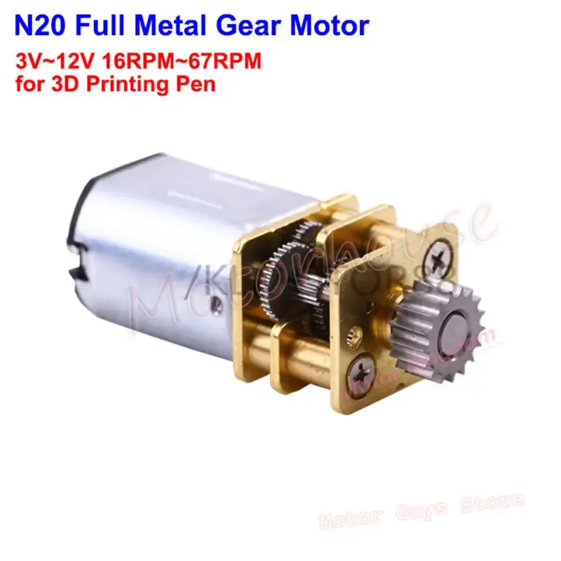 12mm N20 Mini Gear Motor DC 3V-12V 16RPM-67RPM Mini Full Gearbox Gear Motor Reduction Engine For 3D Smart Printing Pen Robot