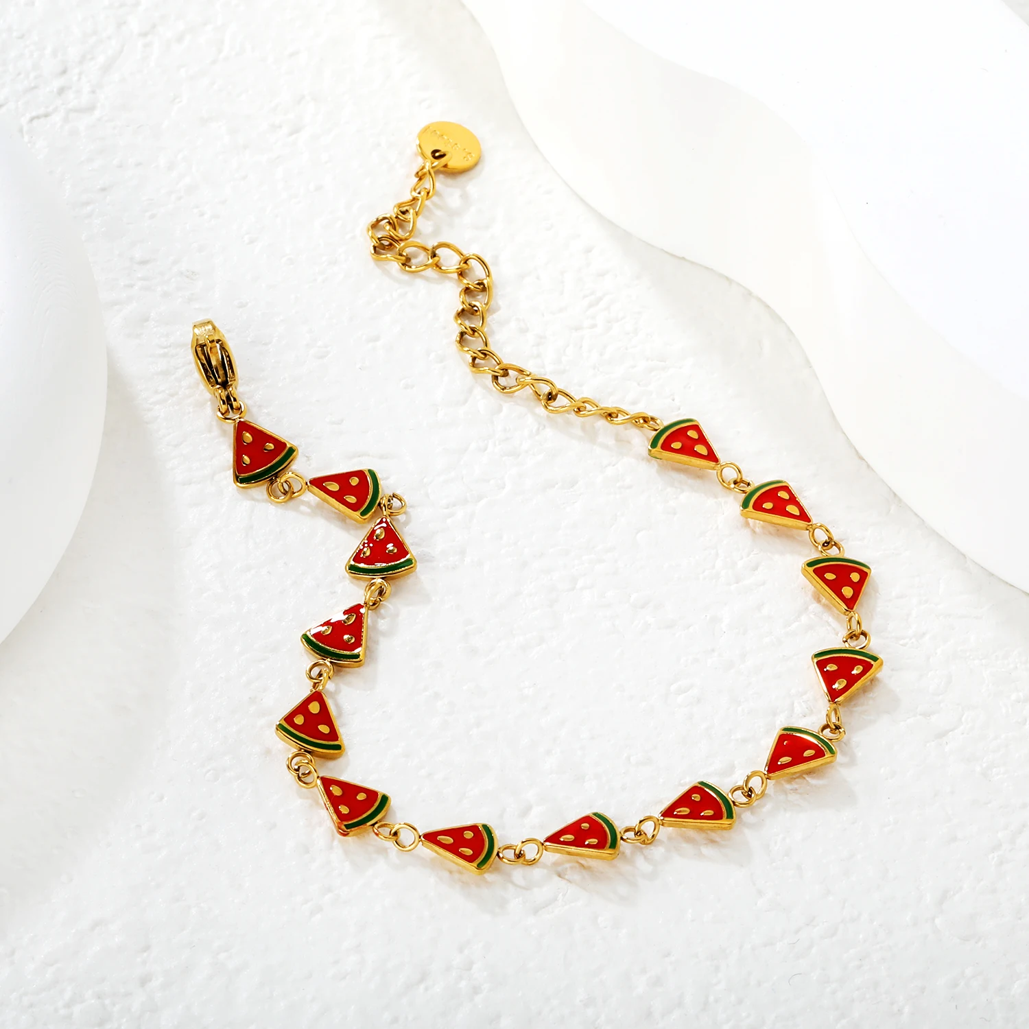 LUXUSTEEL Fashion Oil Dripping Watermelon Cute Bracelets Jewelry Bangles For Women Stainless Steel No Fade Bangles for Couple