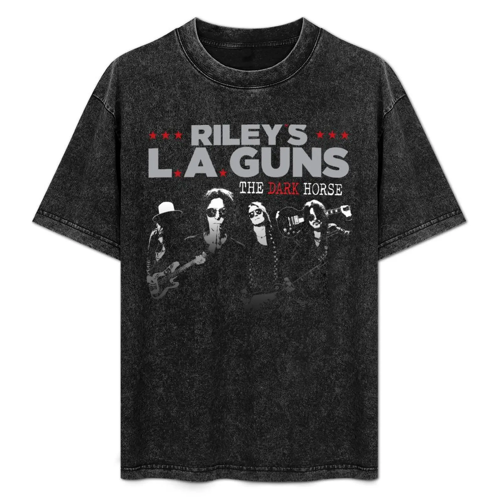 

Riley's L.A.GUNS The Dark Horse Band T-Shirt Basic Solid Color Short Sleeve T-Shirt