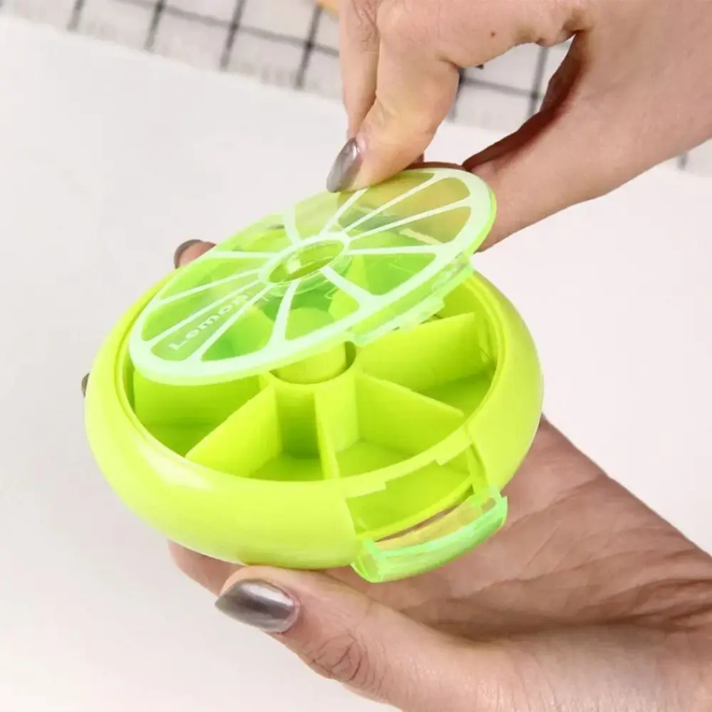 Mini Pill Box Weekly Medicine Pill Box Rotating PillBox Case Splitter Pill Organizer Portable Travel 7 Day Pills Container Case