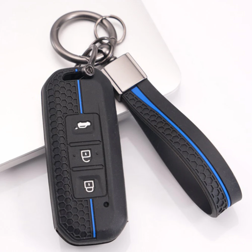 Silicone Key Cover With Lanyard For Chevrolet Captiva Turbo Groove Blazer Enjoy Optra For Baojun 510 560 730 RS-5 Precise Fit