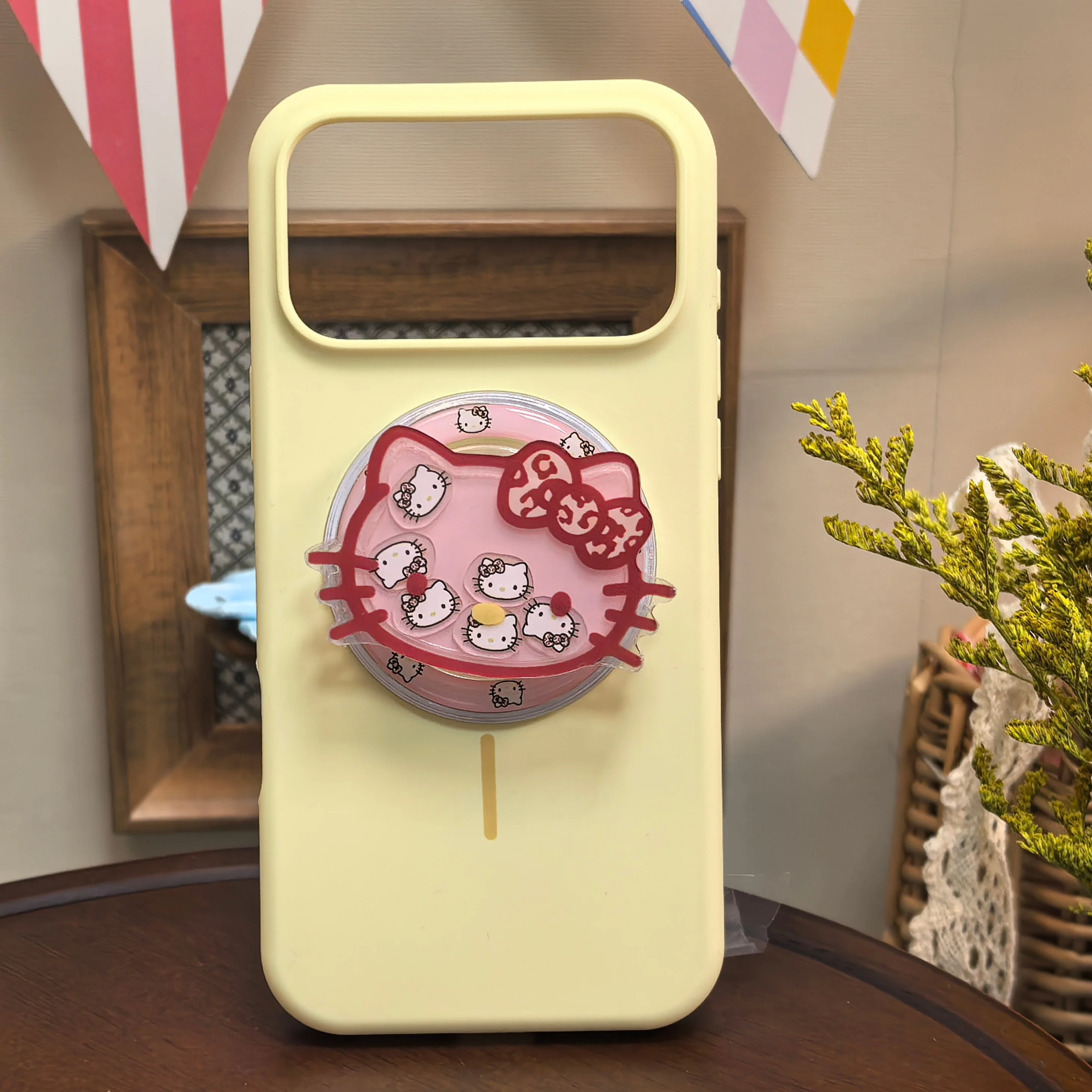 Fashion INS Kawaii Hello Kitty Quicksand Phone Ring Holder for Magafe Phone Universal Foldable Desktop Bracket for Samsung Flip8 view 3