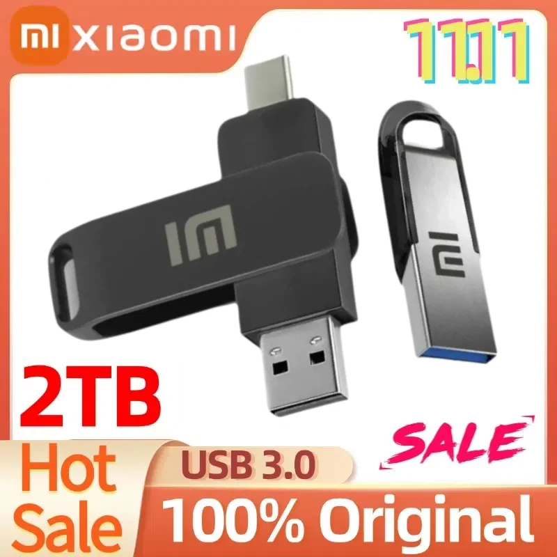 Xiaomi TYPE C USB แฟลชไดรฟ์ 2 IN 1 USB Stick 3.0 128GB ไดรฟ์ปากกา 2TB 1TB กันน้ํา Flashdisk หน่วยความจําสําหรับ Iphone 15 Pro Max