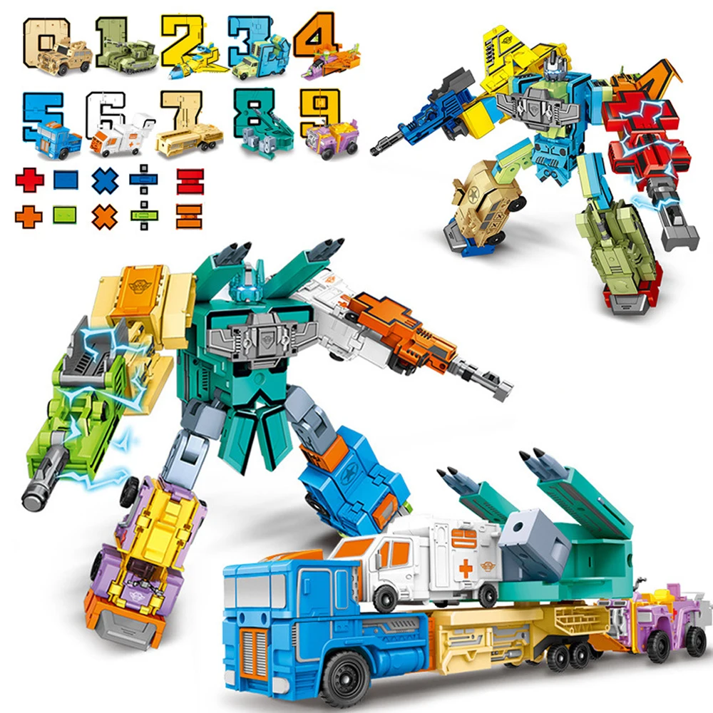 

Number Robot Transformation Assemble Digit Robot Deformation Math Toys for Kids Education