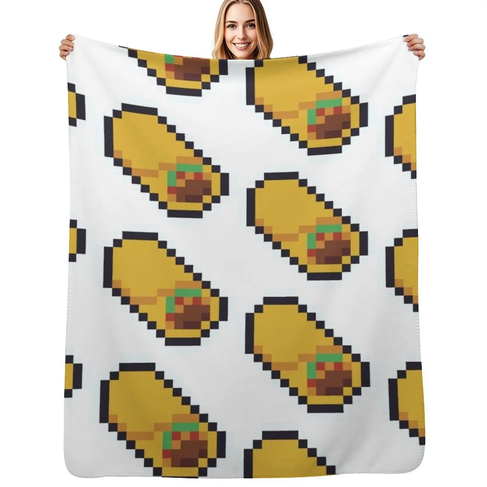 

Burrito Pixel Art Throw Blanket Warm Napping Blanket for Office Couch Bed