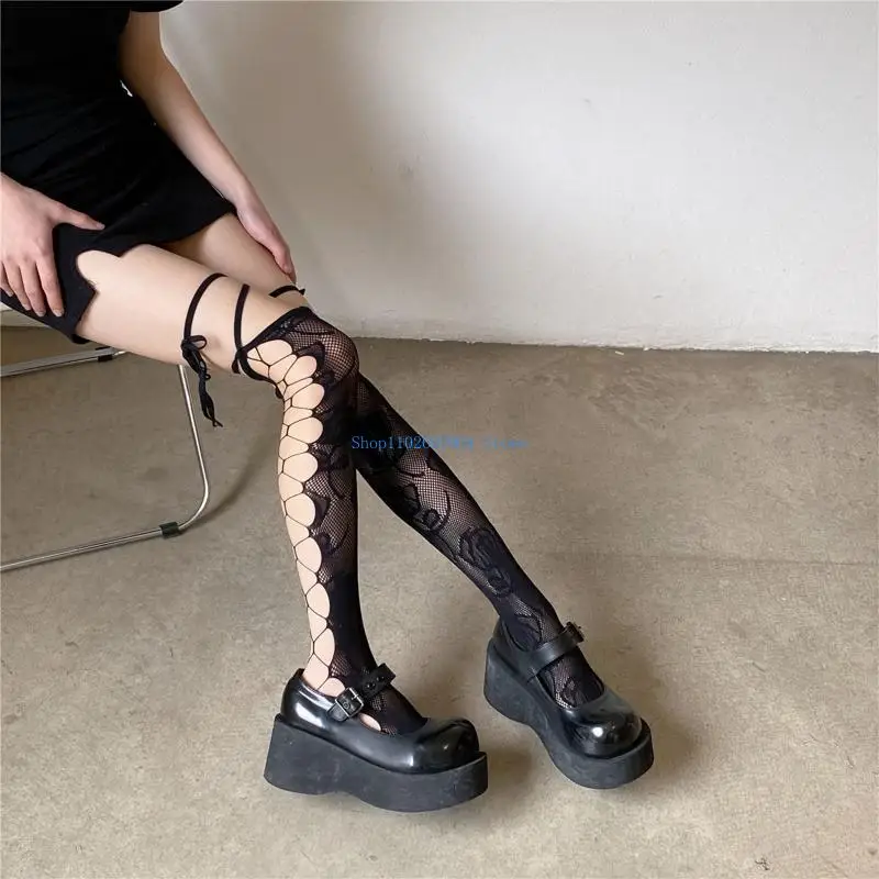 N7YF – Bandage rétro Sexy pour femmes, ruban croisé, découpe latérale, Rose au-dessus du genou S