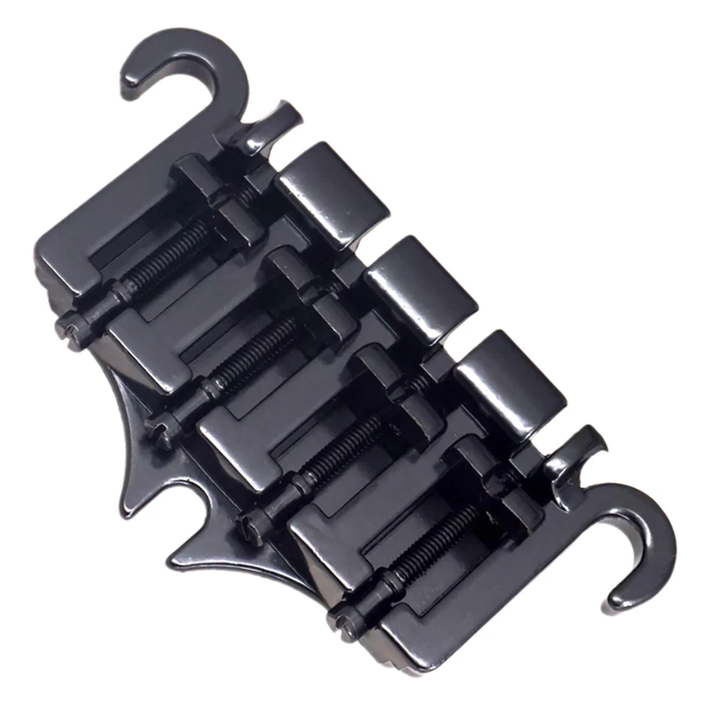 3 Point 4 String Bass Bridge Tailpiece Zinc Alloy Bridges with Saddle Replacement Parts for Gibson EPI Style Bass,Black