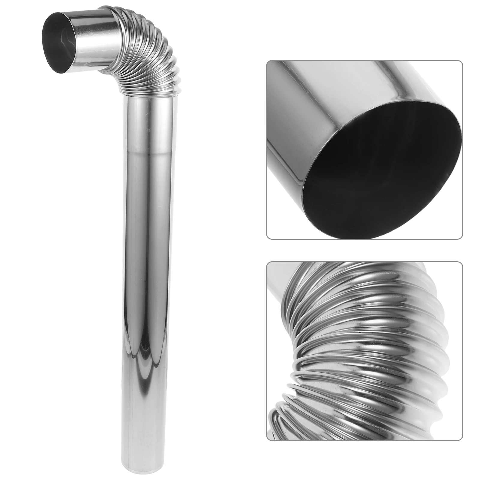 

1 set Chimney Exhaust Pipe 6cmx50cm Stainless Steel Flue Stove Pipe Home Vent Hose Metal Kitchen Pipes Flexible Bent Flue