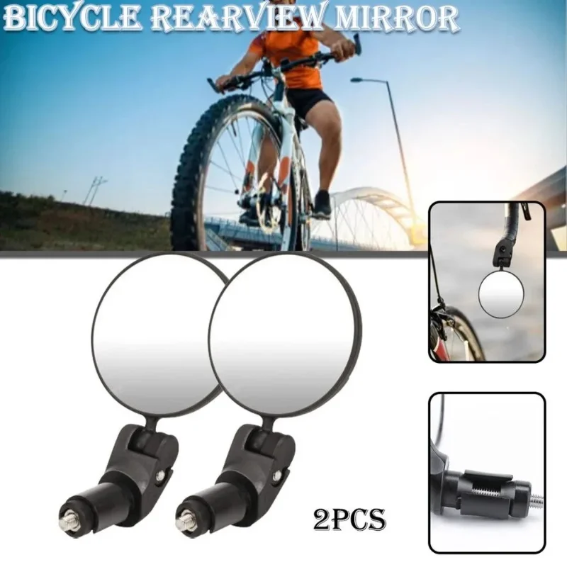 1/2PCS Universal Bicycle Rearview Mirror Adjustable Rotate Wide-Angle Cycling Handlebar Rear View for MTB Road Bike Accessories