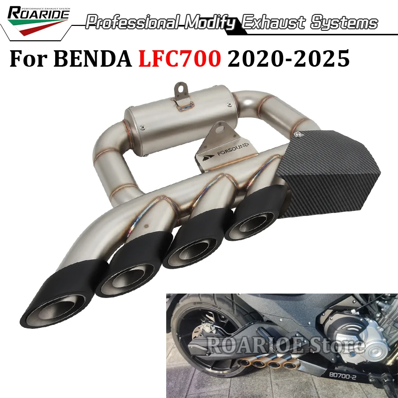 Slip On For BENDA LFC700 700LFC LFC 700 2020 - 2025 Motorcycle Exhaust System Modify Espace Moto Four Tailpipe Muffler Link Pipe