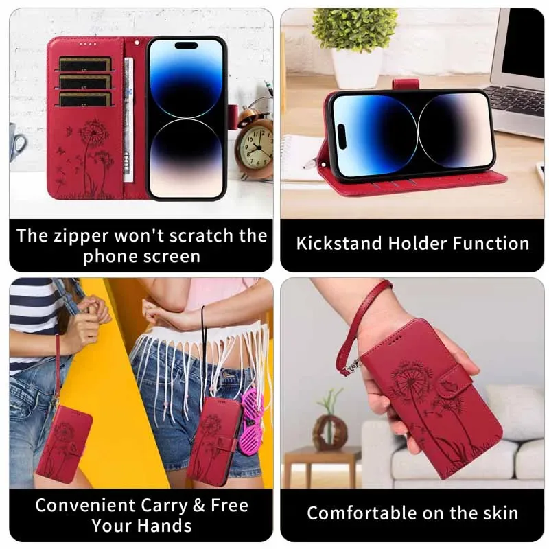 Skórzane etui portfel z funkcją stojaka na karty do Motorola Moto G15 G35 G55 G75 G85 G14 G24 G34 G54 Power G84 G13 G23 G53 G73 — zdjęcie produktu 5