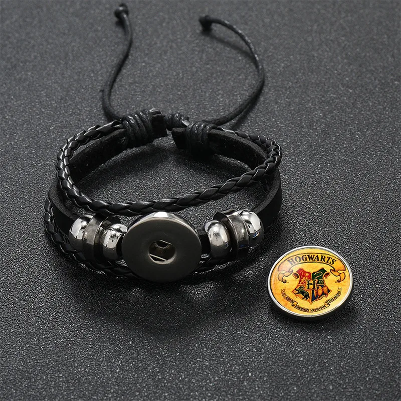 Harri Potter Beaded Leather Bracelets Toys Hogwarts Slytherin Gryffindor Badge Snitch Death Hallows 93/4 Bracelet gifts Toys