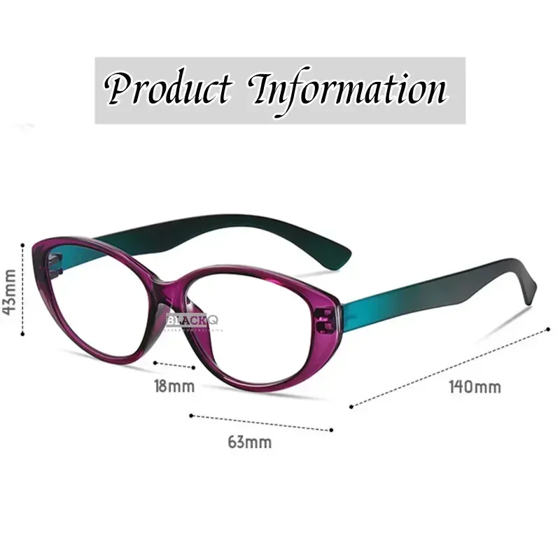 Vinyl Cat Eye Lesebrille Frauen Mode Cateye Brillen weibliche farbige Hyperopie Brille 150 200 250