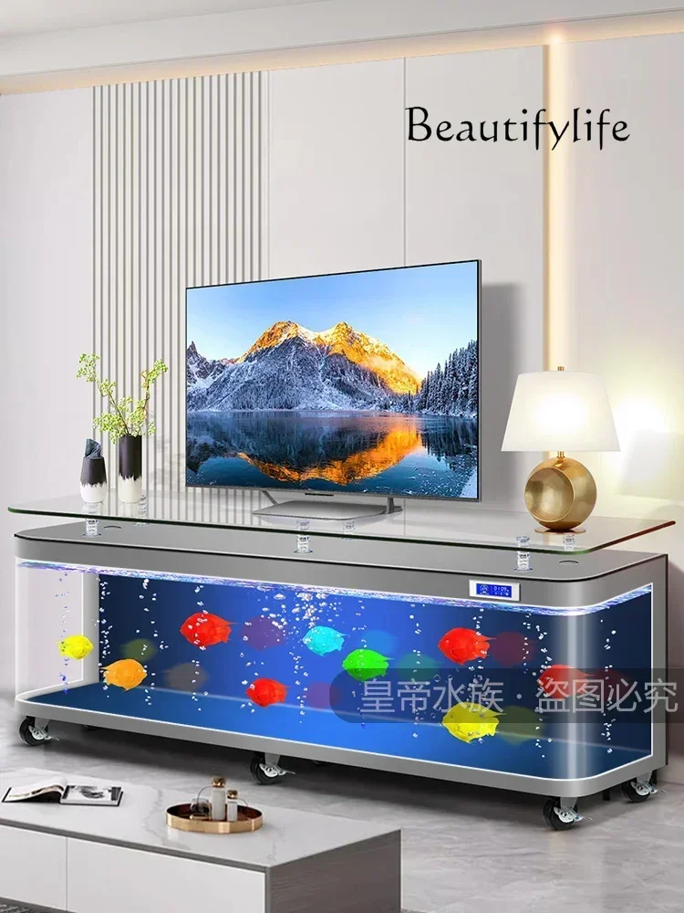 Coffee Table TV Cabinet Fish Tank Hot Bending Integrated Molding Living Room New Large Floor Aquarium