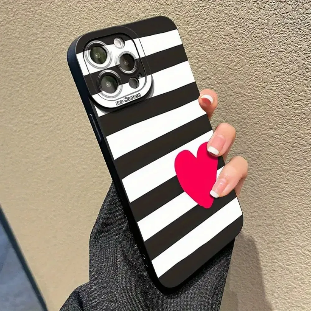 Zebra-Streifen Herz-Silikon-Handyhülle für iPhone 17 16 15 14 13 12 11 Pro Max Plus 7 8 XS XR 16e Stoßfeste Weiche TPU-Hülle – Detail 1
