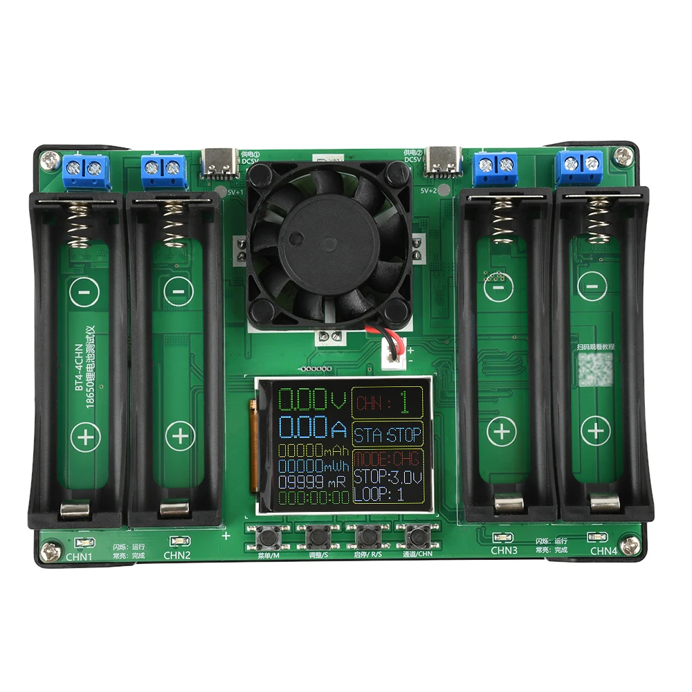 

4 Channel Dual Type-C LCD Display Battery Capacity Tester Lithium Battery Battery Power Detector Module for18650 Battery Tester