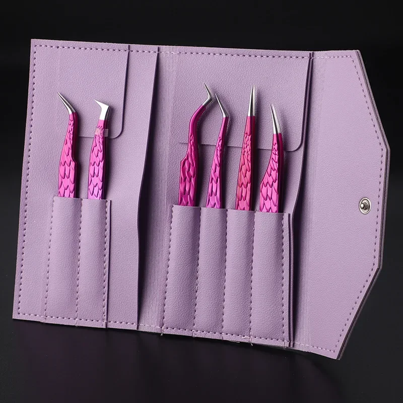 6Pcs False Eyelash Tweezers Set for Fake Fan Lashes Eyelash Extensions Planting Eyebrow Clip Eyelashes Tongs Makeup Nail Tools
