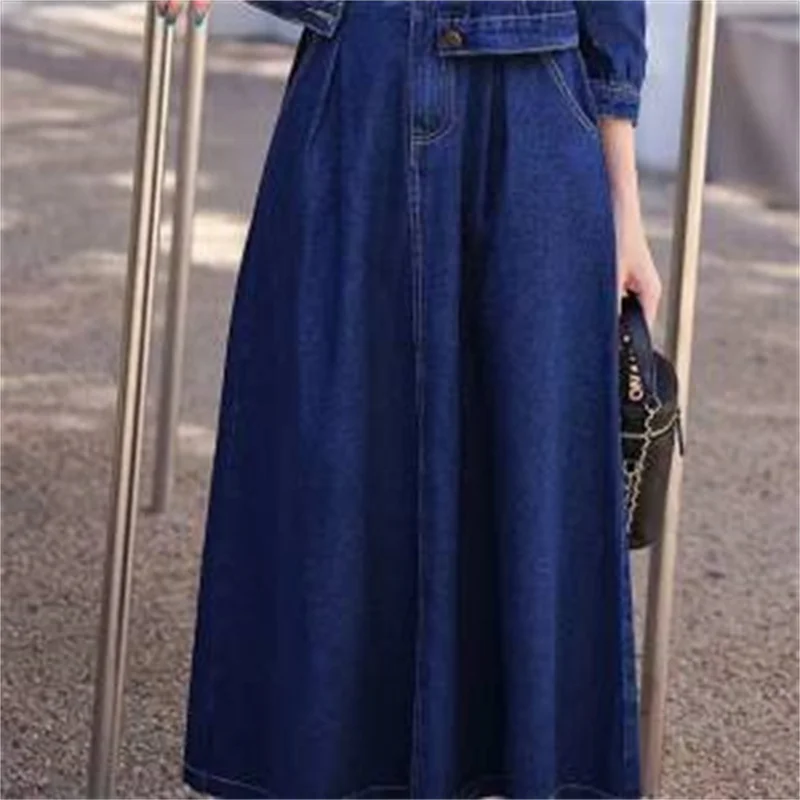 Gonna da donna In Denim con riduzione dell\'età In stile occidentale della stazione europea nella primavera 2024 giacca corta Casual, mezza gonna,