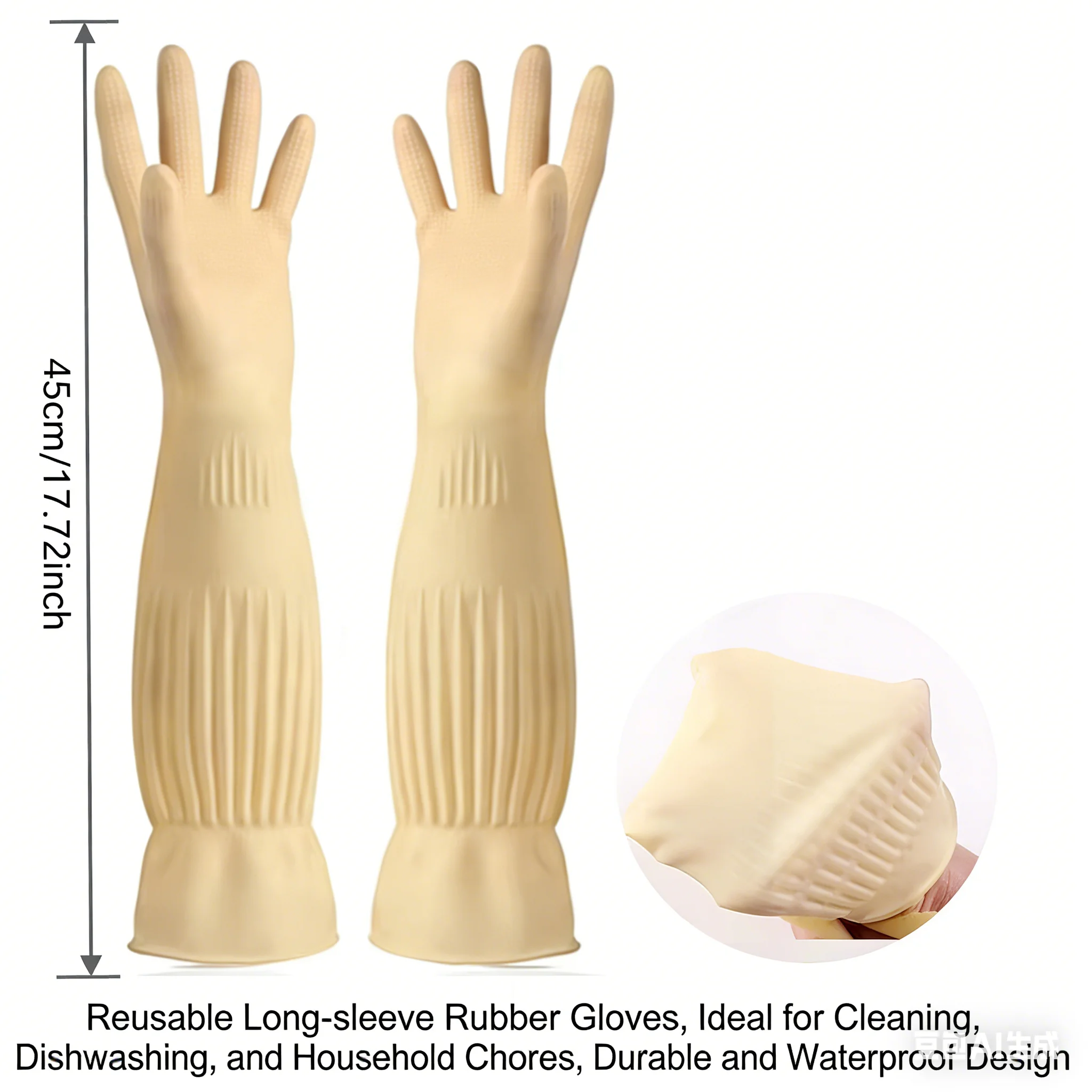 Long Reusable Rubber Dishwashing Gloves Non-slip Household Cleaning Gloves Kitchen Housework Dishes Cars Gardening Work Gloves