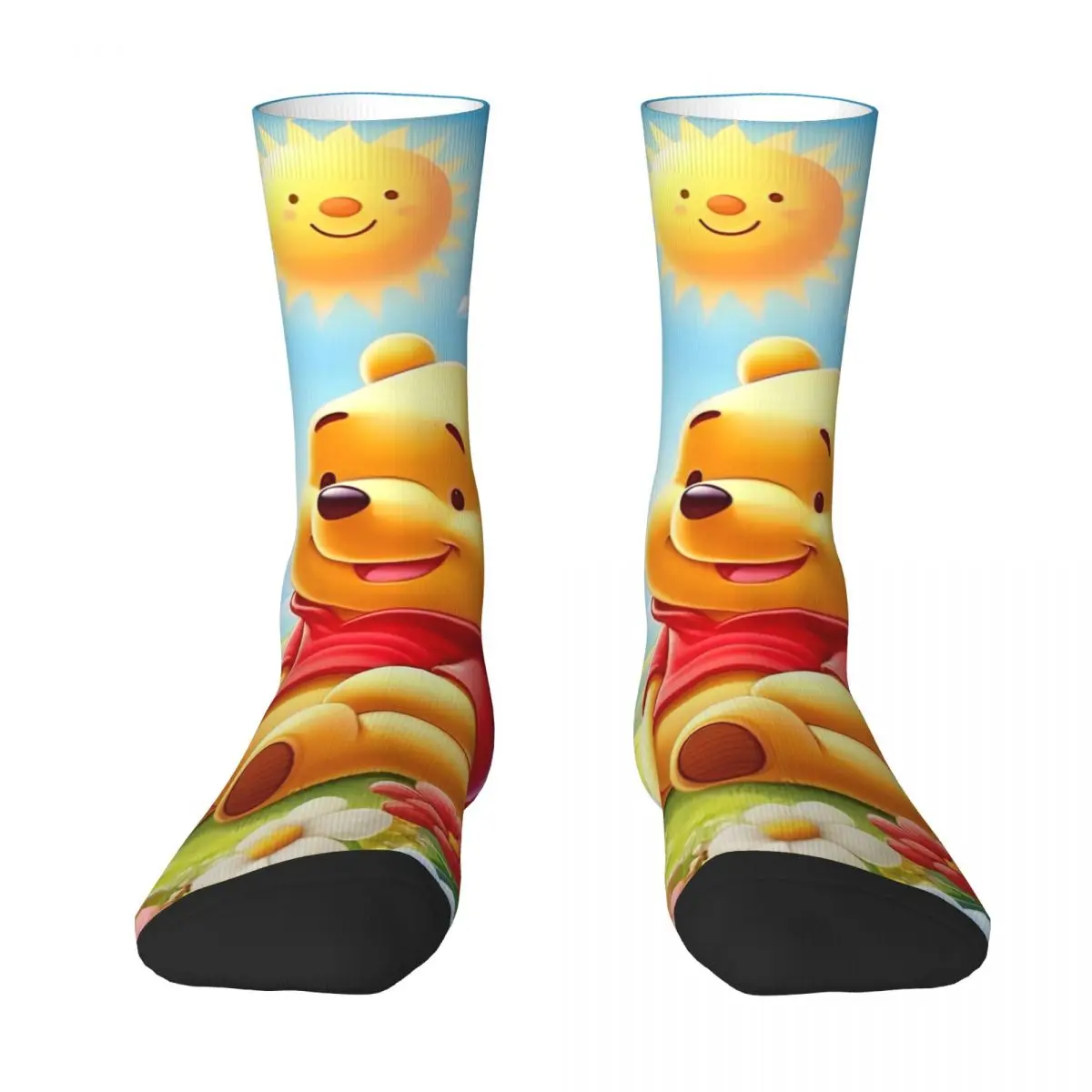 Winnie The Pooh Cartoon Socks Trendy Stockings Couple Comfortable Running Socks Autumn Graphic Non Slip Socks