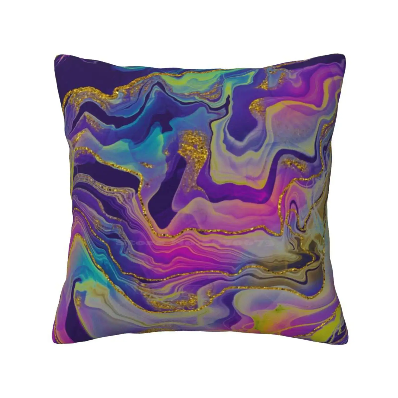 Sparkling Ink Splashes In Mermaid Colors With Gold Glitter Throw Cushion Pillow Cover Ink Ink Splash Ink Art Ink Textures Fluid