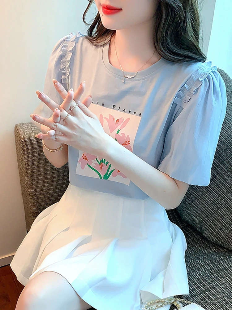 女性用半袖Tシャツ,綿2023,夏服,トップス