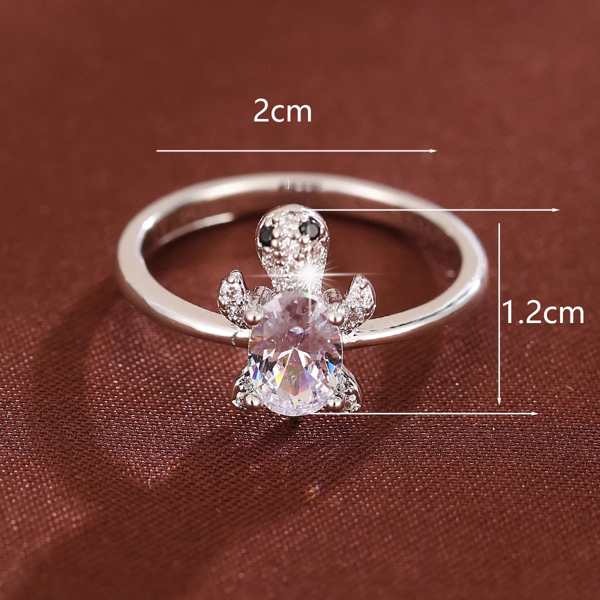 خاتم نسائي من الزركونيا الاصطناعية بتصميم سلحفاة على شكل حيوان لطيف لإكسسوارات مجوهرات الحفلات اليومية