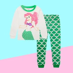 New Spring Autumn Children's Clothing Sets Mermaid girl Sleepwear Clothes Kids Pajamas Set Baby Girls Cotton Cartoon Pyjamas