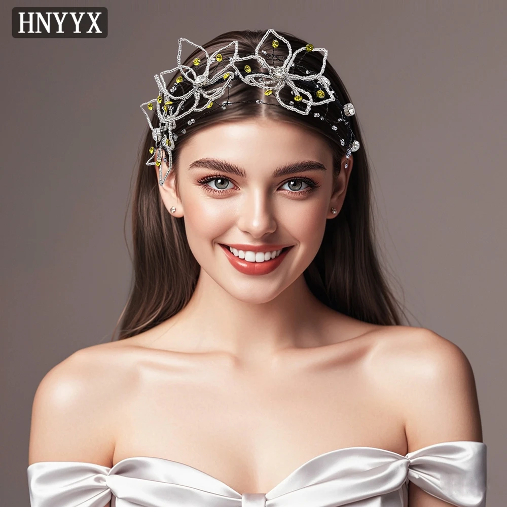 HNYYX White Crystal Headband Wedding Hair Accessories Princess Cute Head Hoop Party Headpieces For Women jewelry Tiara A197