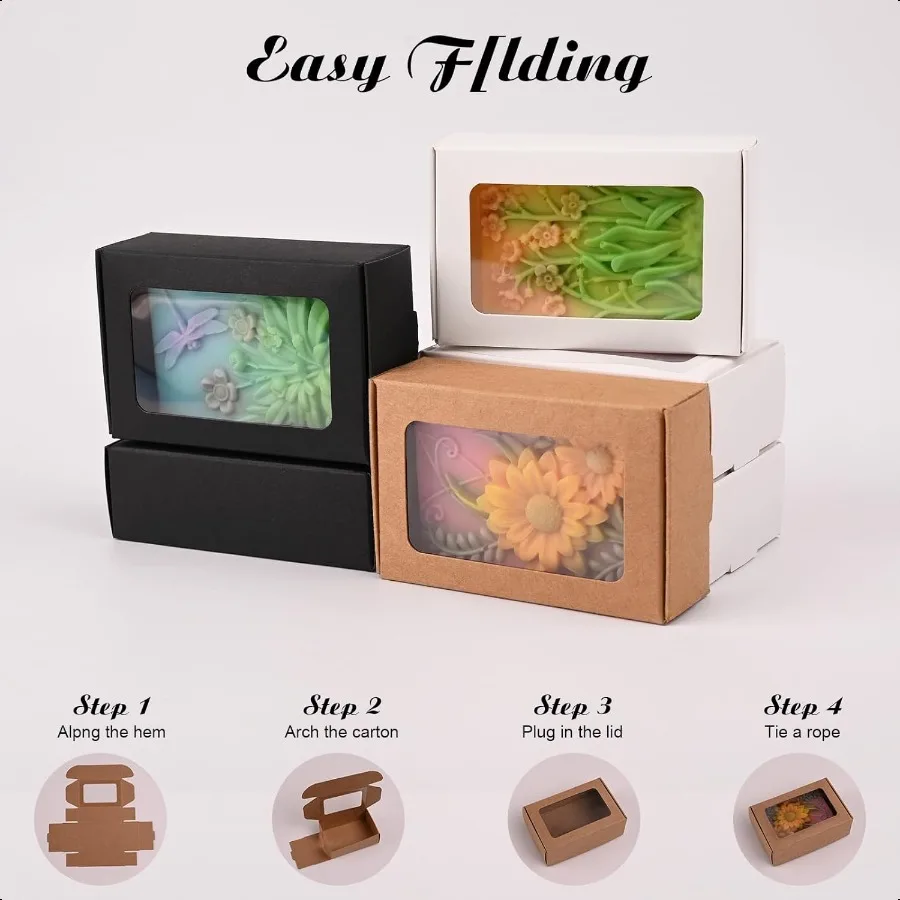30 PCS Multicolour Soap Boxes for Homemade Soap 3.54 X 2.36X 1.18 Inch Packaging Gift Boxes with Window Small Rectangular Soap