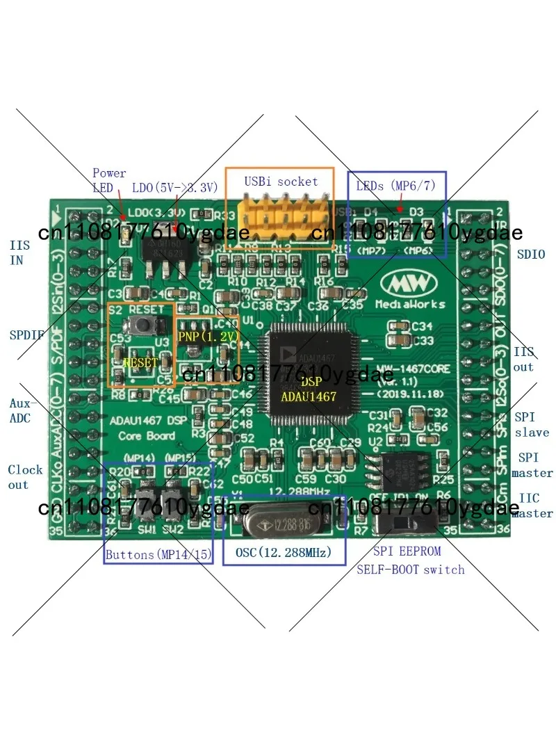 ADAU1467 DSP Core Board - High-Performance Audio Processing Module for DIY Projects and OEM Use