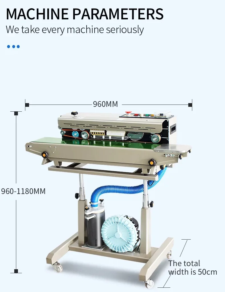 Nitrogen Gas Flushing Band Sealer Continuous Sealing Machine Plastic Pouch Sealer